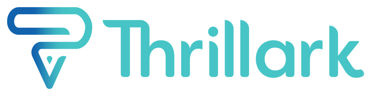 The previous Thrillark logo: a map pin drawn as a path, in a blue to teal gradient